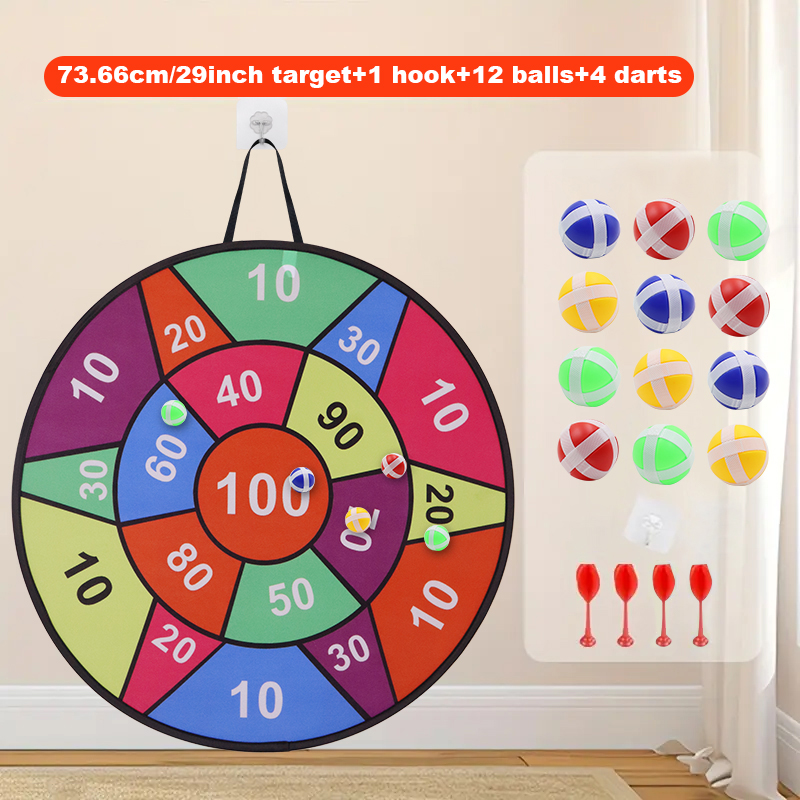 Party Games For 5 Year Olds Indoors - Sticky ball dart board -12 balls+4