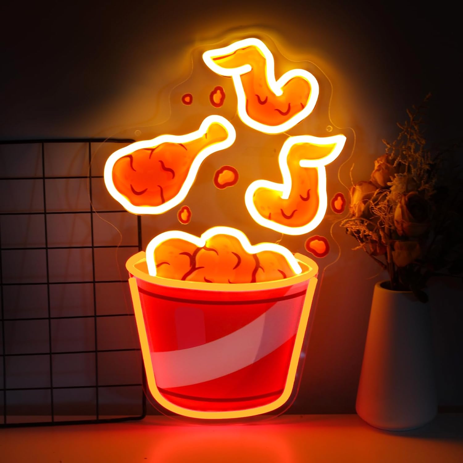 Fried Chicken Neon Sign USB Di - Party Games Shop 评论和价格