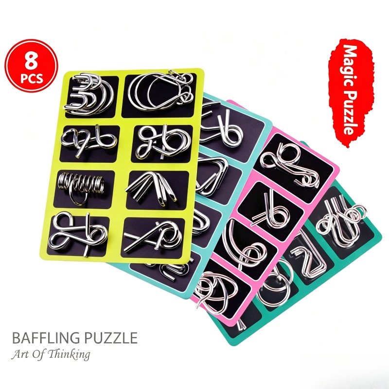 8 Pieces Metal Puzzle Set Clas - Party Games Kids Indoor 评论和价格