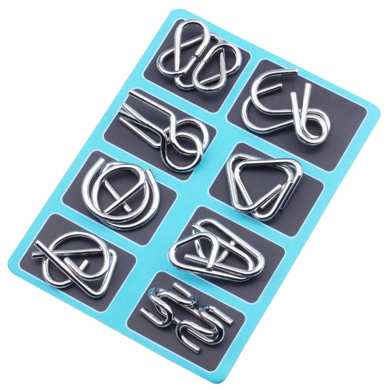 8 Pieces Metal Puzzle Set Clas - Party Games Kids Indoor 评论和价格